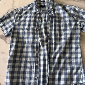Men's Blue Checkered long sleeve button up Shirt